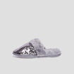Chaussons mules sequins et fourrure gris femme