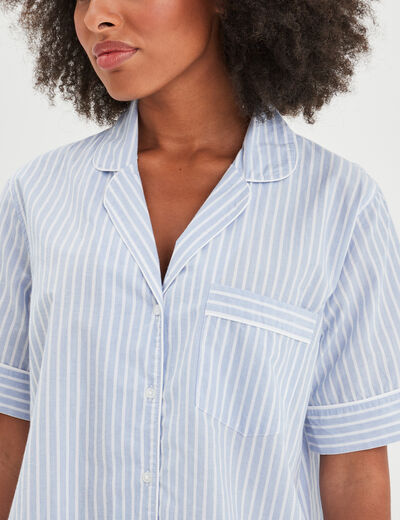 Ensemble pyjama short chemise coton ecru femme