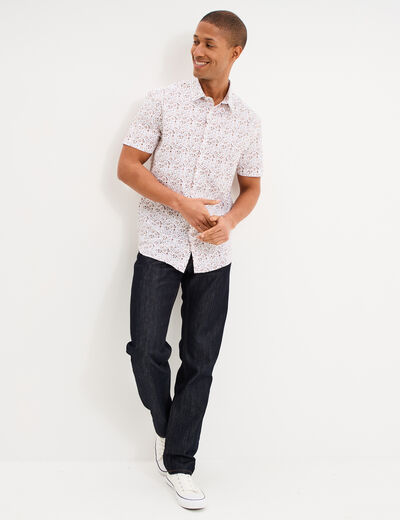 Chemise manches courtes coton ecru homme