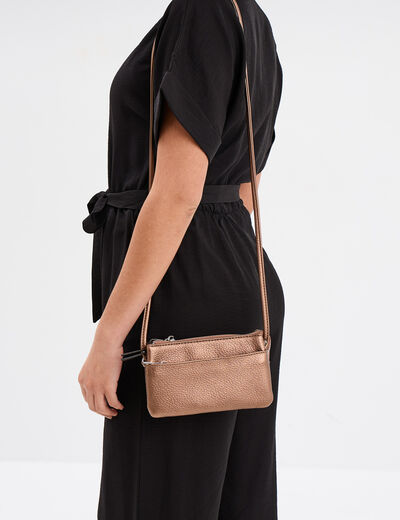 Sac en bandoulière zippé couleur bronze femme