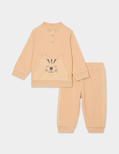 Ensemble sweat et pantalon de jogging marron clair bébé garçon