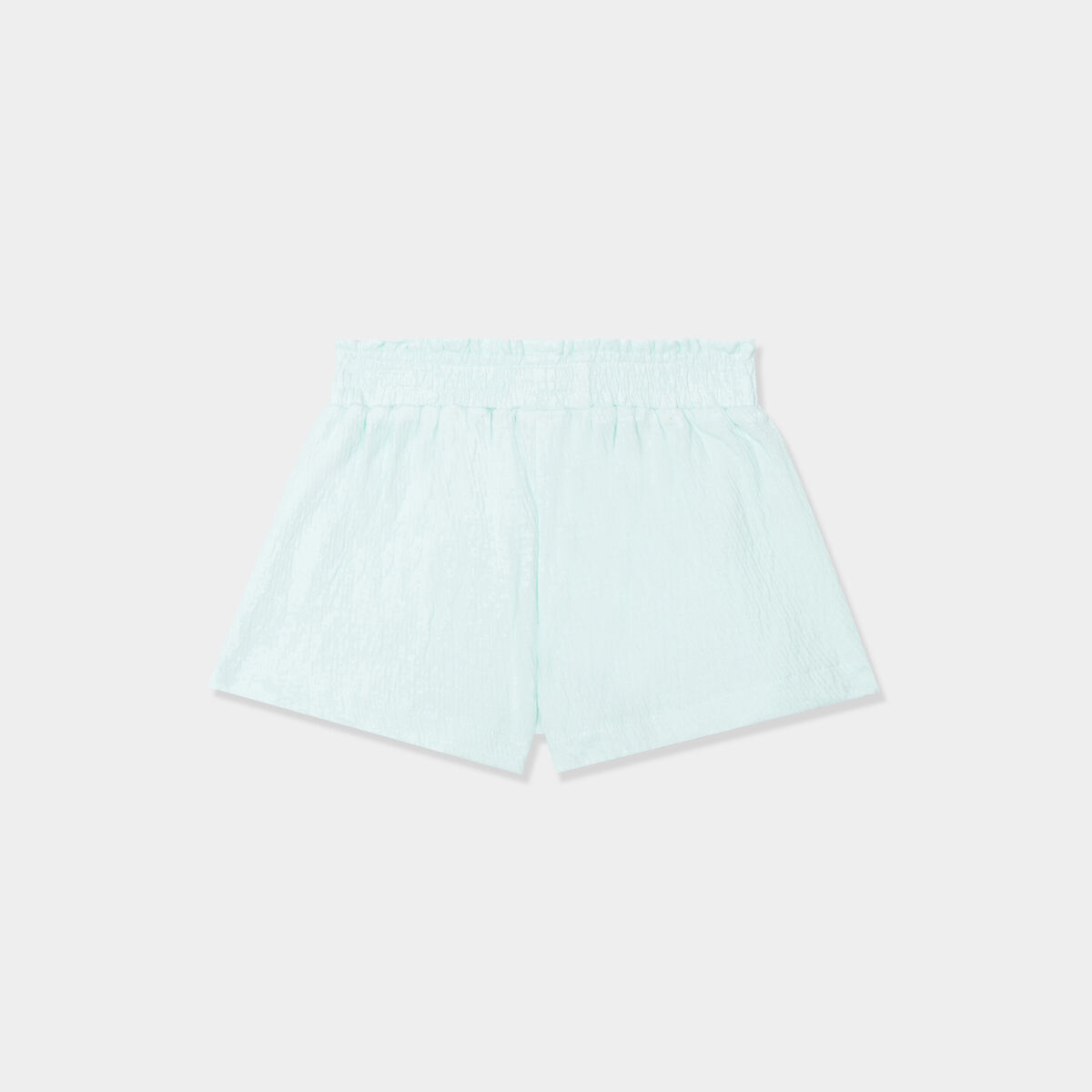 Short fluide taille smockée bleu pastel bébé fille