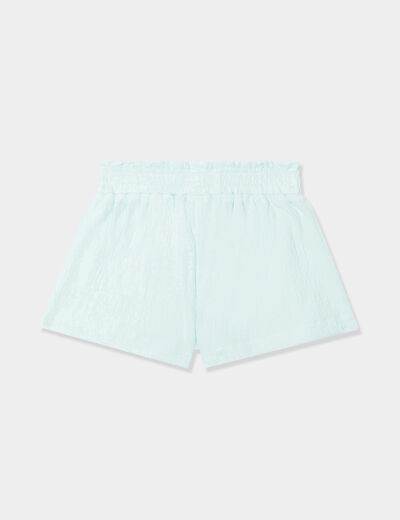 Short fluide taille smockée bleu pastel bébé fille