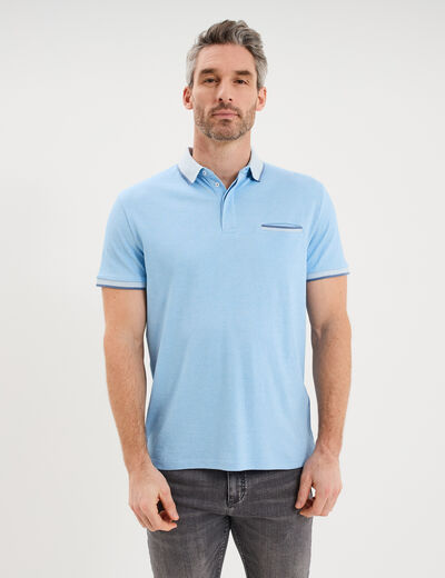 Polo manches courtes coupe droite bleu homme