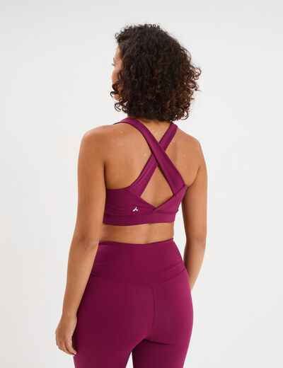 Brassi&egrave;re de sport ajust&eacute;e dos nageur violet fonc&eacute; femme