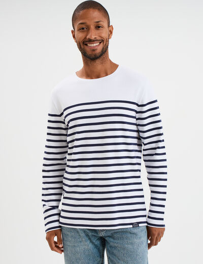 T-shirt manches longues coton blanc homme