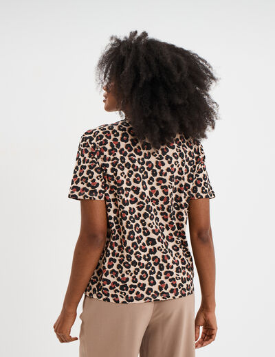 T-shirt coton col rond manches courtes sable femme