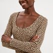 T-shirt coton stretch manches longues beige femme