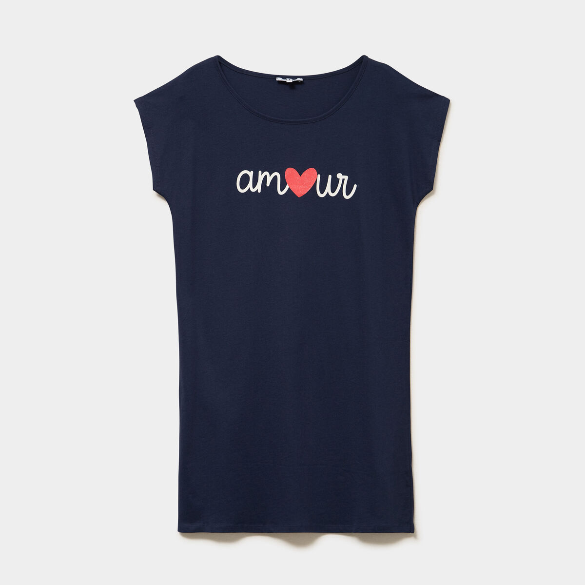 Chemise de nuit manches courtes coton bleu marine femme
