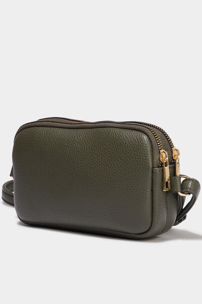 Sac bandouli&egrave;re 2 compartiments vert kaki femme