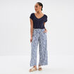 T-shirt manches courtes lin mélangé bleu foncé femme