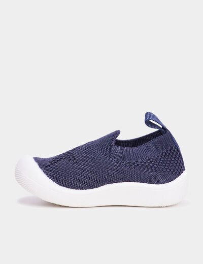 Chaussons aspect tricot bleu marine bébé garçon