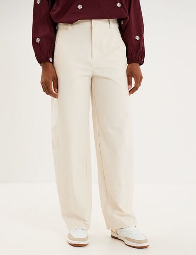 Pantalon ballon taille haute ecru femme