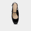Escarpin slingback verni talon bloc noir femme