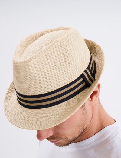 Chapeau trilby tressé sable homme