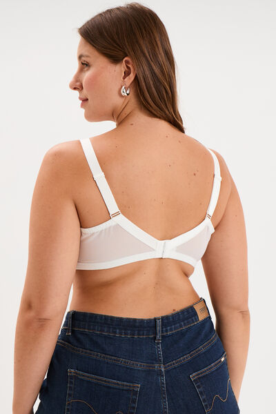 Soutien-gorge dentelle embo&icirc;tant c&ocirc;tel&eacute; blanc femme grande taille