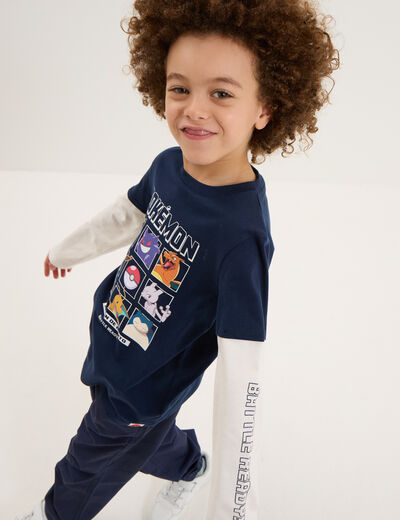 T-shirt manches longues coton Pokémon bleu marine garçon