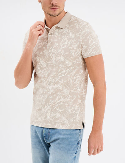 Polo droit manches courtes coton beige homme