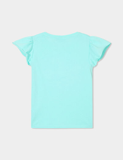 T-shirt manches courtes coton bleu turquoise fille