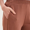 Pantalon de jogging large molletonn&eacute; marron femme