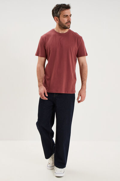 T-shirt droit en coton manches courtes vieux rose homme
