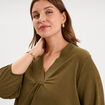 Blouse oversize manches 3/4 et col en V beige femme grande taille