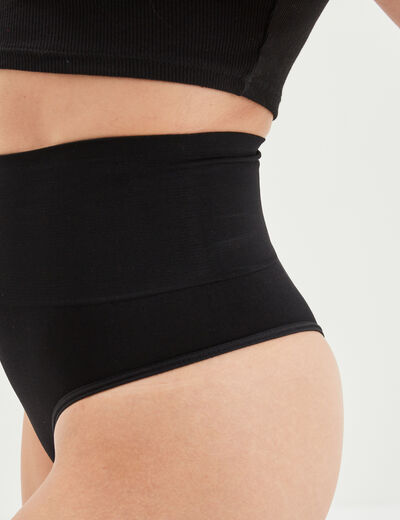 String gainant taille haute noir femme