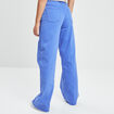 Pantalon wide leg taille haute bleu electrique femme