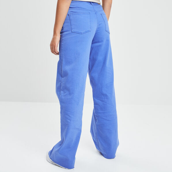 pantalon wide leg taille haute bleu electrique femme Pantalon wide leg taille haute bleu electrique femme