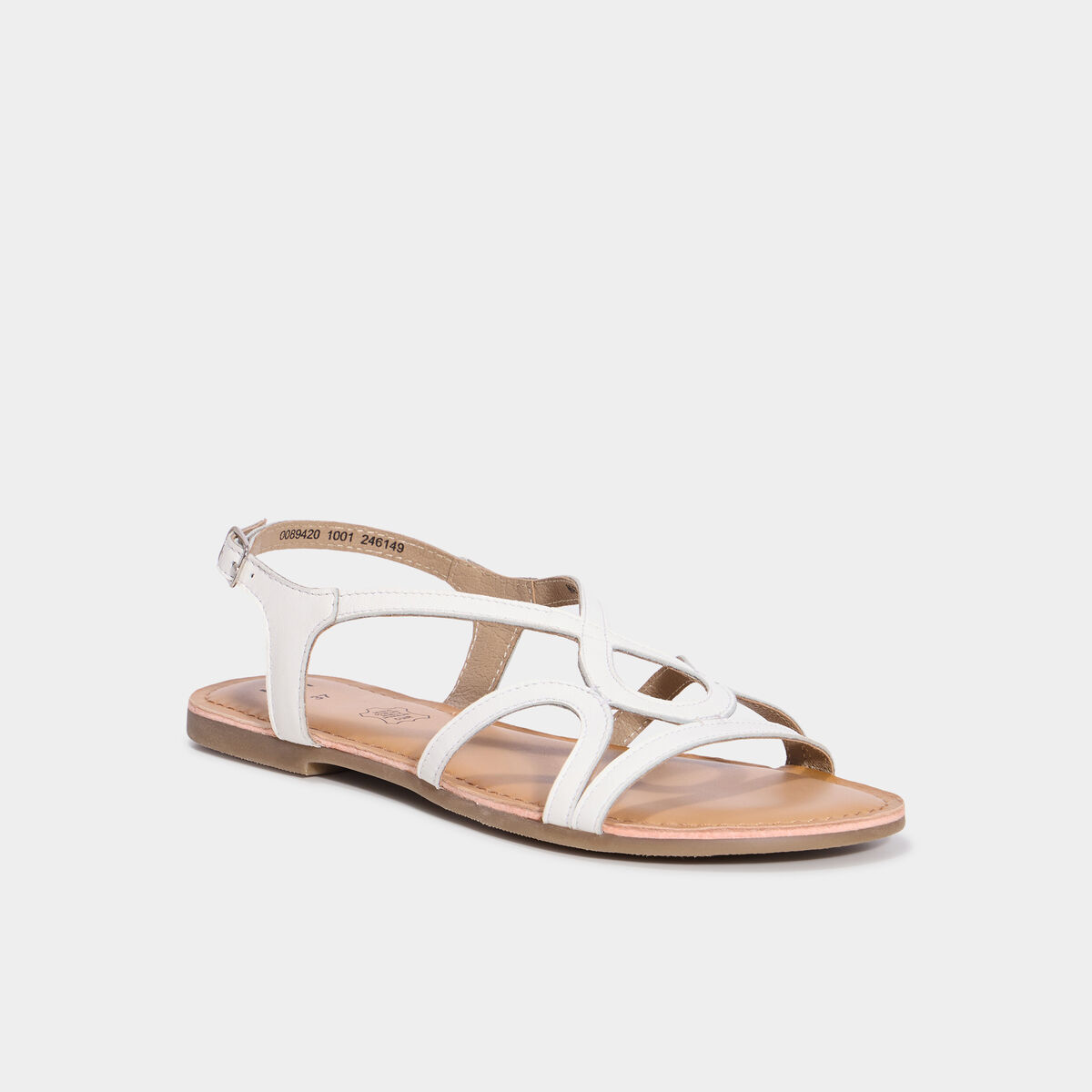 Sandales plates en cuir blanc femme