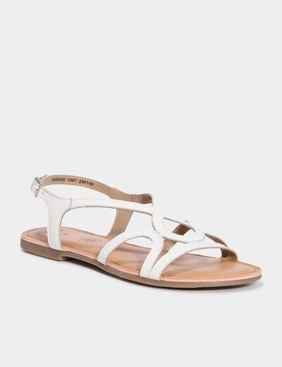 Sandales plates en cuir blanc femme