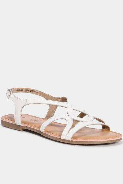 Sandales plates en cuir blanc femme