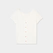 T-shirt col V devant dos blanc femme