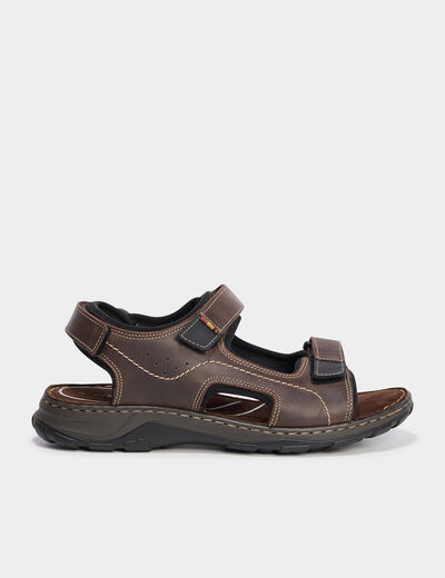 Sandales avec scratchs marron homme