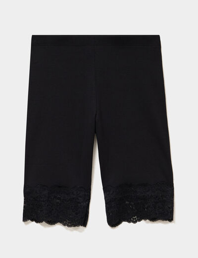 Short cycliste &agrave; dentelle noir femme