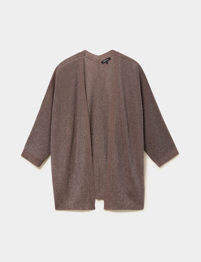 Gilet chauve-souris mi-long marron cognac femme