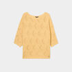 Pull ajour&eacute; manches 3/4 Liberto jaune clair femme