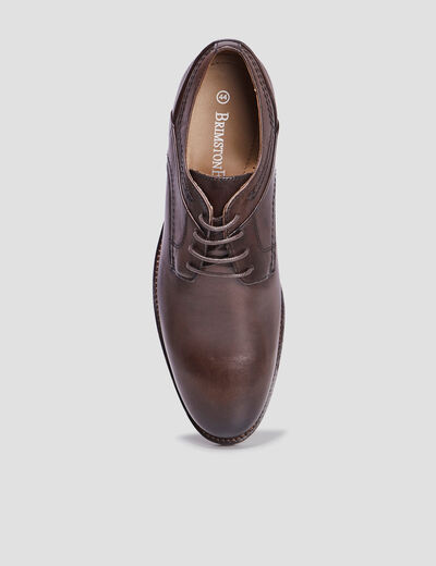 Derbies à lacets en cuir marron homme