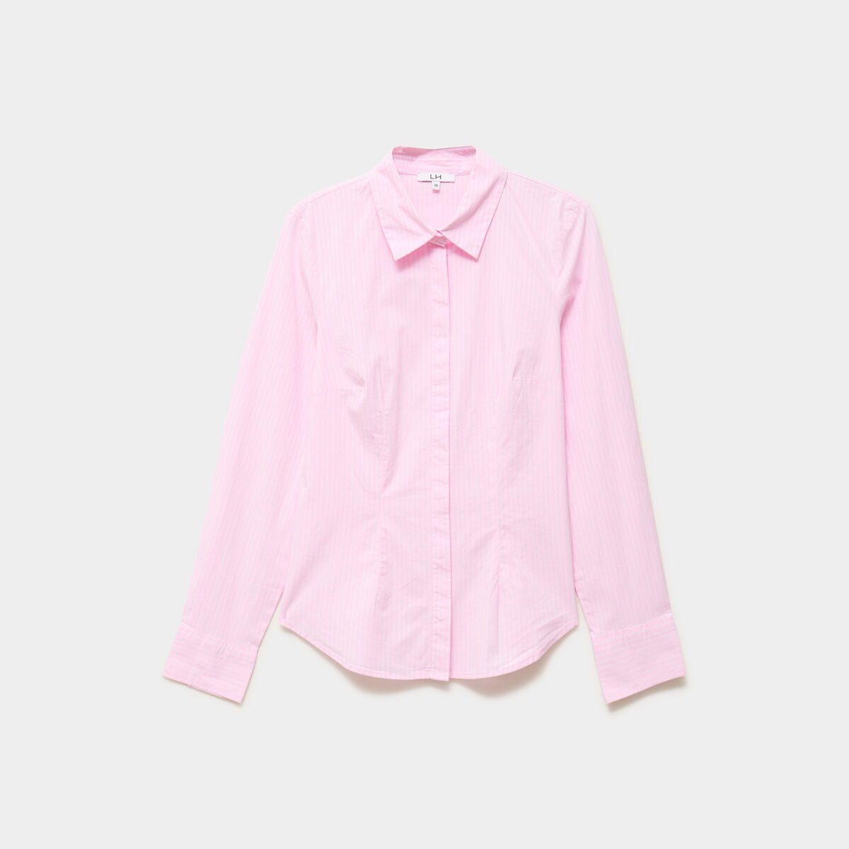 Chemise cintr&eacute;e stretch manches longues rose femme
