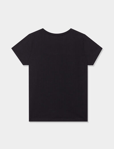 T-shirt manches courtes en coton noir fille