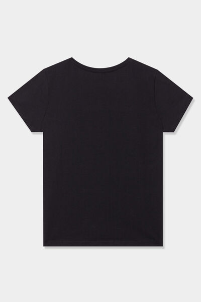 T-shirt manches courtes en coton noir fille