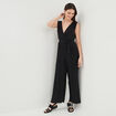Combinaison pantalon plissée noir femme