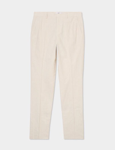 Pantalon de costume chino lin mélangé gris clair homme