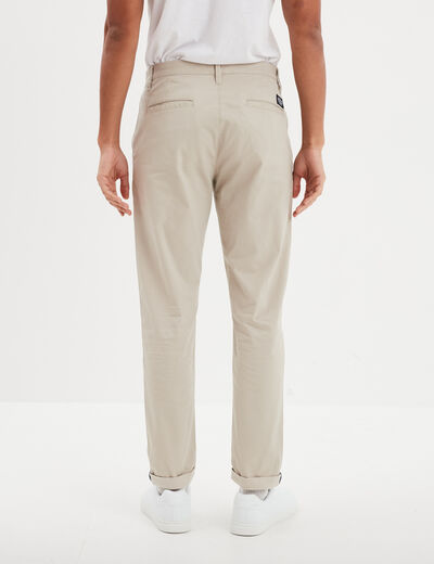 Pantalon chino slim stretch creme homme