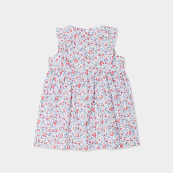 Robe patineuse avec volants coton Creeks bleu bébé fille