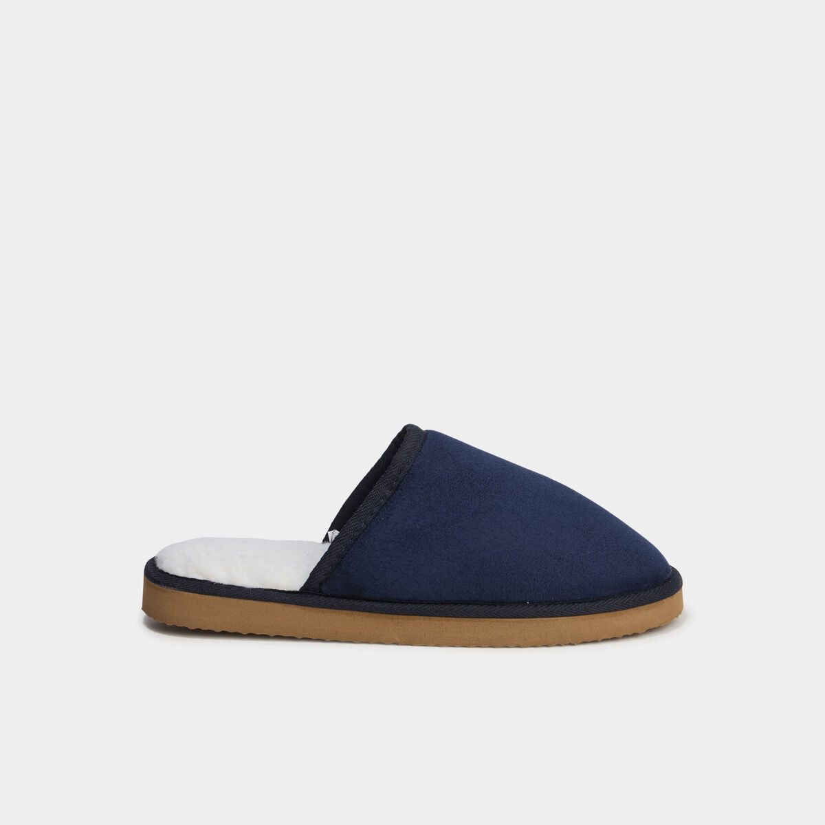 Chaussons mules doublure effet polaire bleu marine homme