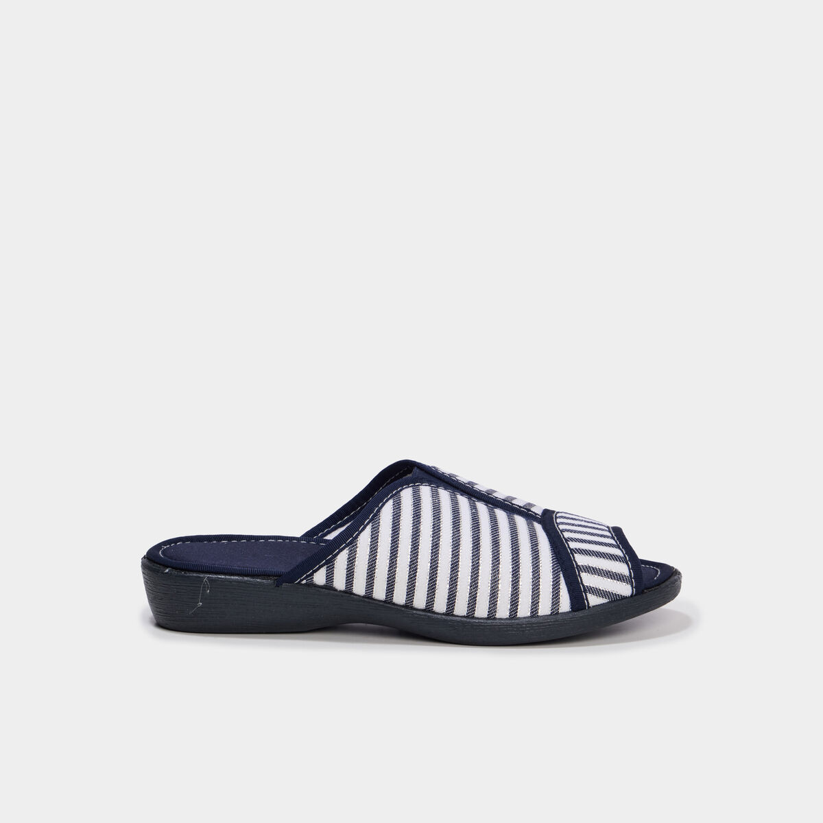 Chaussons mules compens&eacute;s ecru femme
