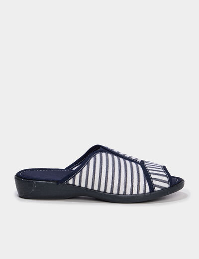 Chaussons mules compens&eacute;s ecru femme