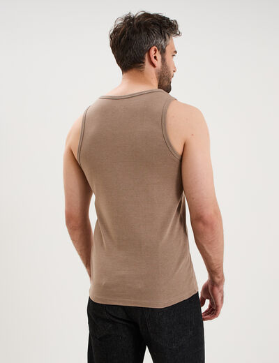 D&eacute;bardeur droit coton bretelles larges taupe homme