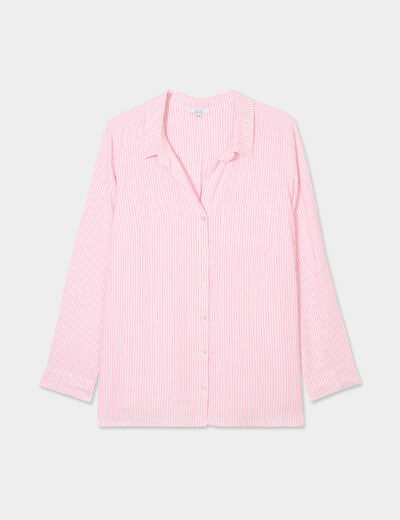 Chemise oversize lin mélangé rose femme grande taille